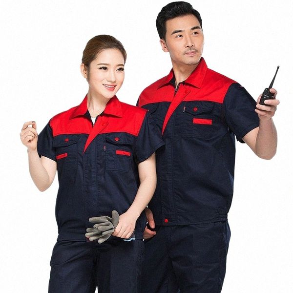 Mechanische Arbeitsoverall-Set Herren Sommer dünne Arbeitskleidung Werkstattarbeiter Fabrikkleidung Autoreparatur Engineering Uniform 16eH #