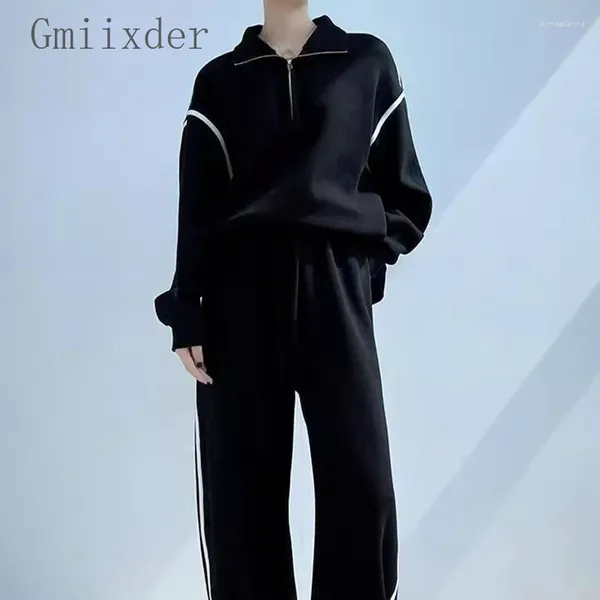 Tracksuits masculinos americano solto casual esportes terno homens mulheres versão coreana 2024 outono inverno versátil moletom de duas peças conjunto fresco