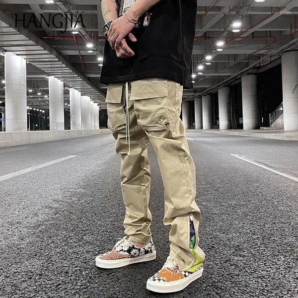 Männer Hosen Streetwear Patchwork Cashew Blume Drucken Cargo Y2k Männer Hip Hop Lässige Funktionale Dünne Hosen Männliche Tasche Seite zip