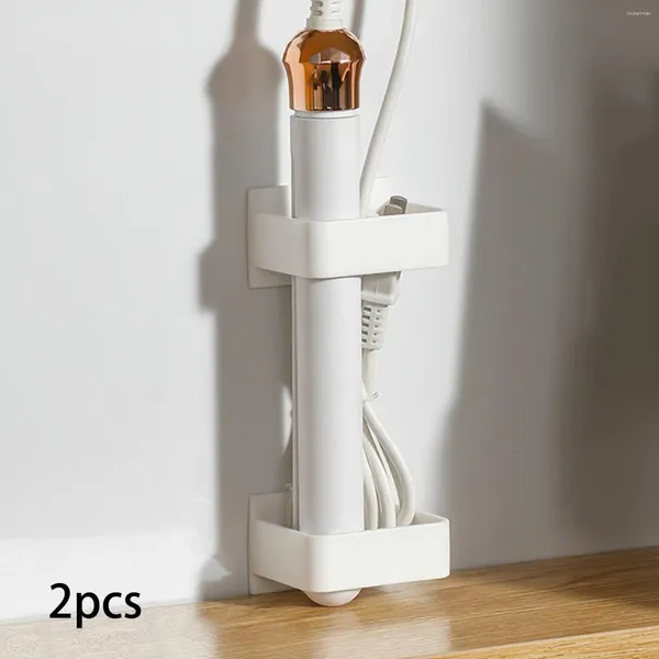 Armazenamento de cozinha 2 pçs rack de suspensão de parede durável sem perfuração organizador multiuso para utensílios curling ferro ferramentas secador de cabelo