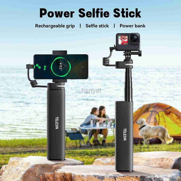 Моноподы для селфи TELESIN TE-CSS-001 Селфи-палка QC/PD3.0 с быстрой зарядкой Power Selfie Stick 90CM Телескопическая селфи-штанга с винтом 1/4 дюйма 24329