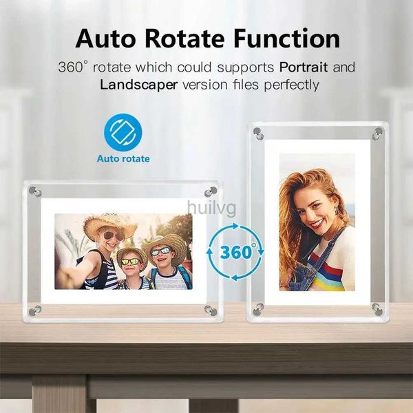 Digitale Fotorahmen, 5-Zoll-HD-Acryl-Digitalfotorahmen, IPS-Bildschirm, 4 GB Speicher, Lautstärketaste, Lautsprecher, USB-C-Schnitt, Geschenk für geliebte Porta Retrato 24329