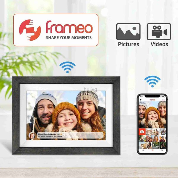 Цифровые фоторамки Frameo 10,1-дюймовая цифровая фоторамка 1280x800 HD IPS экран со светодиодной подсветкой деревянная цифровая электронная фотоальбом ЖК-фоторамка 24329