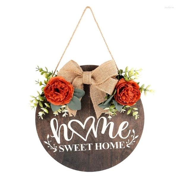 Flores decorativas x6hd redondo sinal de boas-vindas grinalda pendurado janela elegante porta decorações para uso interno e externo jóias artesanais