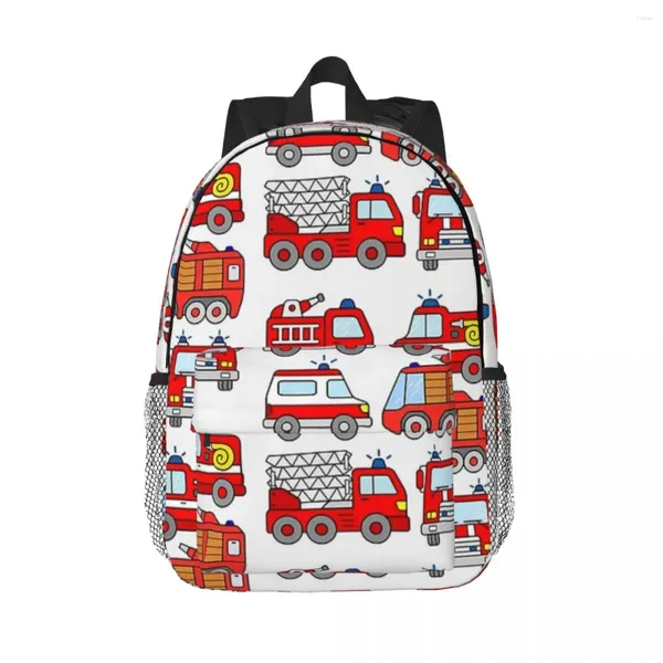 Mochila caminhão de bombeiros bombeiro veículo ambulância mochilas meninos meninas bookbag moda crianças sacos escolares viagem bolsa ombro