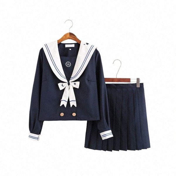 Japon Okulu Dres Anime Cosplay College Middle Lisesi JK üniforma Yıldızları Mo Kravat Pileli Etek Sailor Suit Kızlar 591W#