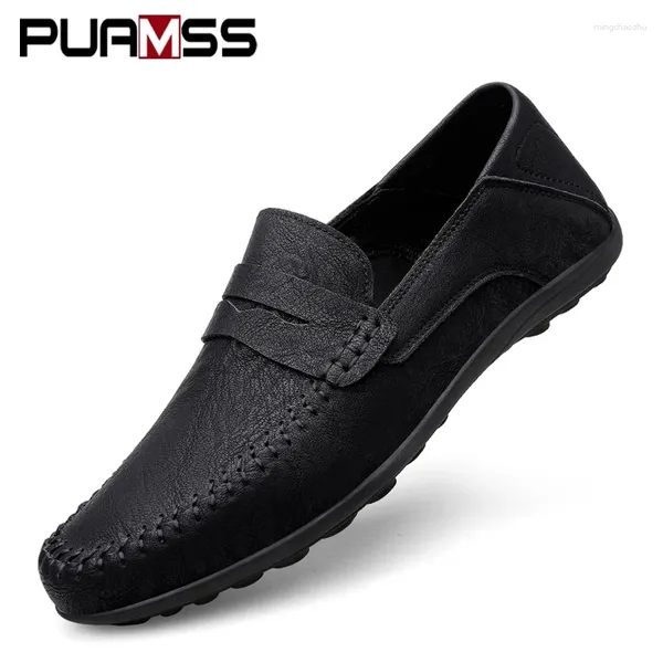 Sapatos de vestido de couro de marca para homens mocassins de alta qualidade dirigindo calçados planos masculinos negócios formais