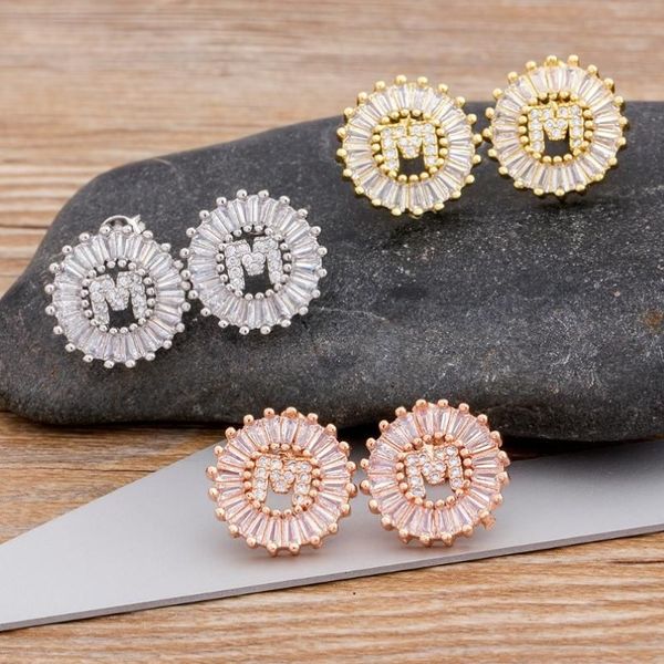 Stud PCS Lot Brincos de Letra Inicial Presente Pessoal para Mulheres Bonito Alfabeto CZ Ouro Branco Rosa Ouro JewelryStudStudStud257N