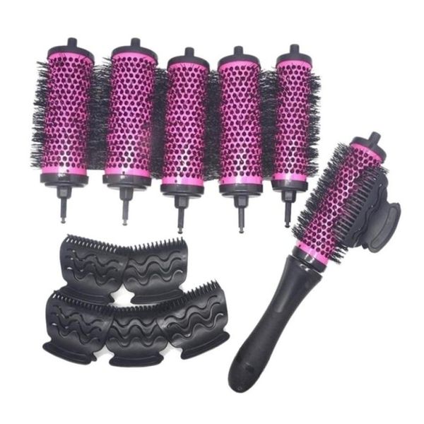 Spazzole per capelli 6 pezzi set 3 dimensioni Spazzola a rullo con manico staccabile con clip di posizionamento Barilotto in ceramica di alluminio Bigodino pettine Dresser Drop De Otlca