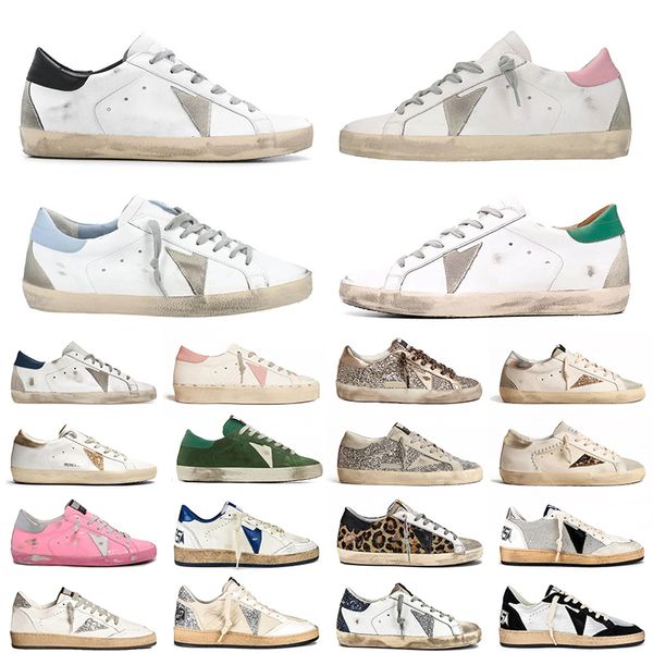 2024 AAA + Qualidade Ouro Sapatilhas Mulheres Mens Casual Designer Sapatos Verde Rosa Branco Sparkle Rosa Prata Gelo Azul Preto Sapato Bola Todos Satr Super Star Treinadores Chaussures