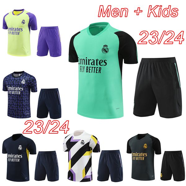 Real Madrid Mens Pré-Jogo Jerseys 2023 2024 Real Madrid Kids Football Kits 23 24 Bellingham Vini Jr Modric Boys Training Jersey Camisas Kit Camiseta Maillot Maglia