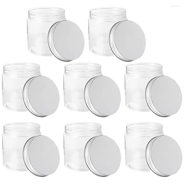 Garrafas de armazenamento 250ml Mini Transparente Prata Tampa de Alumínio Mason Jar Set Plástico Jam Honey Jars Selando Pequeno Minúsculo