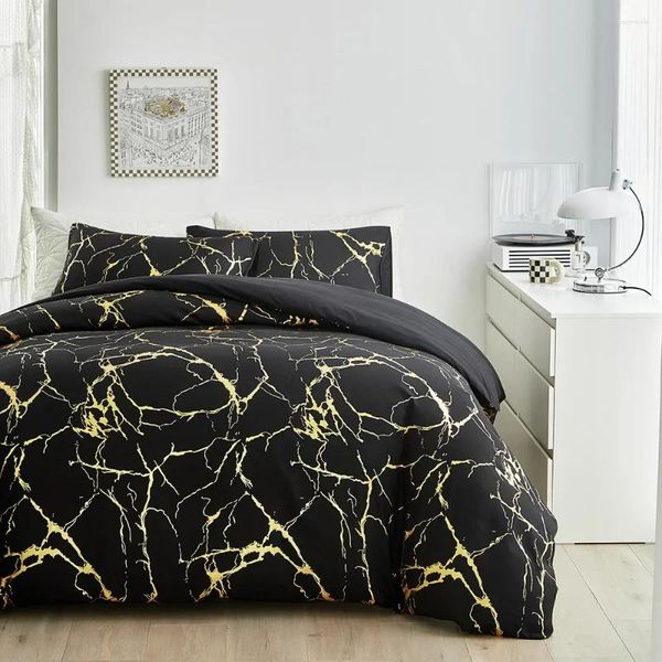 Conjuntos de cama Cor Sólida Mármore Dourado Três ou Quatro de Quilt Silk Set Bed Cover Duvet