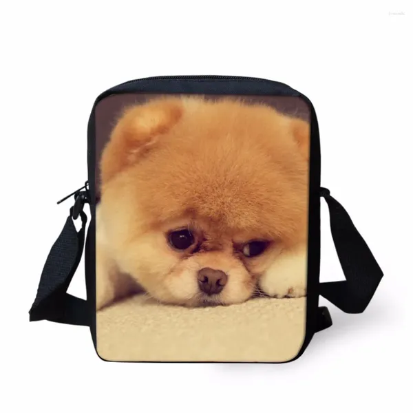 Umhängetaschen Nette 3D Pomeranian Frauen Mini Messenger Bag Reise Casual Feminine Tote Damen Kleine Handtaschen Für Mädchen