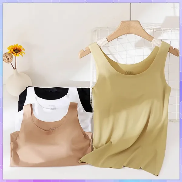 Camisoles tanques sutiã sem costura feminino regata com copos senhoras almofada no peito feminino esportes sólido tubo topos sexy sutiãs colete