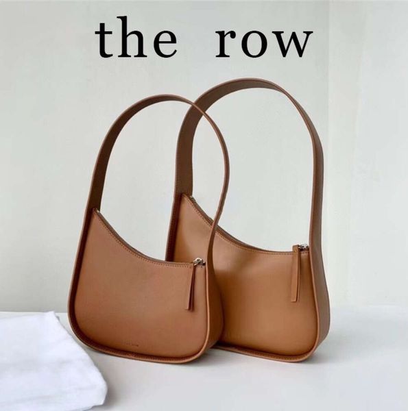 Top Quality Bolsa Pochette The Row Bag Womens Luxurys Ombro Hobo Meia Lua Mens Carteira Em Relevo Designer Embreagem Cowhide Tote Crossbody Underarm