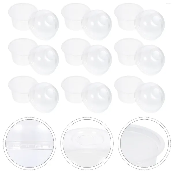 Copas descartáveis falhas 50 PCs Sobremsert Cup Salada Bandejas de plástico Clear Banana Terne Fria