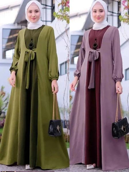 Abbigliamento etnico Ramadan Musulmano Hijab Abaya Abito modesto per le donne Eid Arabia Saudita Islam Manica lunga Abito caftano Elegante Maxi Abiti 2024