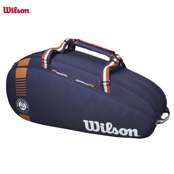 Sacos wilson roland garros tour 2023 design saco de tênis equipe 36 pk marinha leve saco de raquete de tênis com sapatos bolso wr8006701001