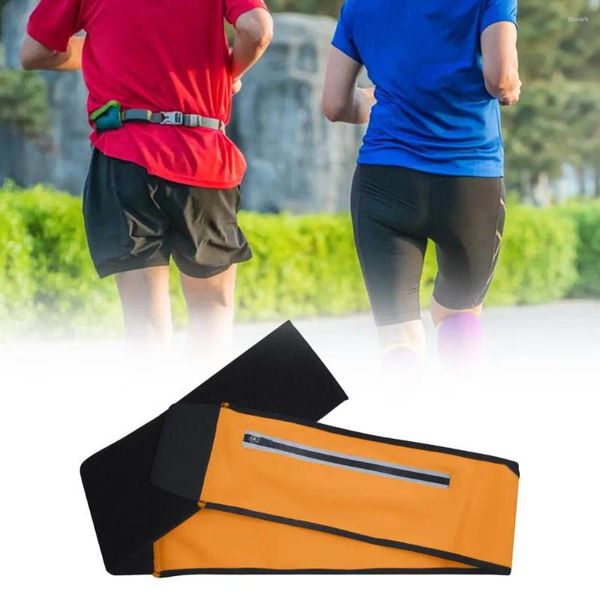 Suporte de cintura 1 pc à prova d 'água correndo fanny pack com zíper cinto de fitness fixação fita design saco de armazenamento ajustável