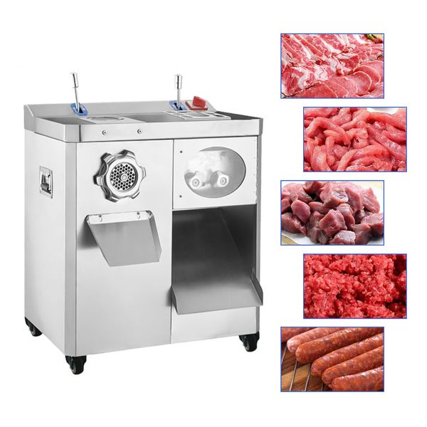 Tritacarne verticale automatico a doppio uso Tritacarne Macchina da taglio smerigliatrice elettrica commerciale Macchina per clistere di carne tagliata in acciaio inossidabile