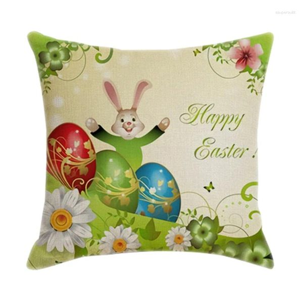 Kissen 45X45cm Happy Easter Egg Kissenbezug Leinenbezug für Zuhause Wohnzimmer Dekoration Sofa Auto Überwurfbezüge