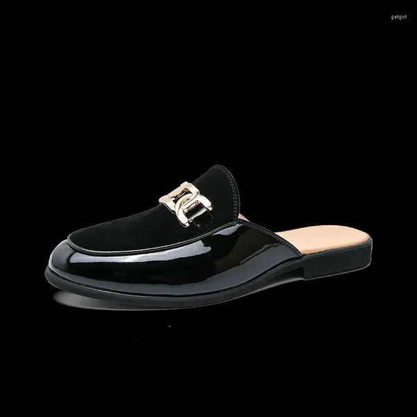Pantofole Coppia Designer Mocassini casual in pelle da uomo Donna italiana Uomo Mezze scarpe Drop Ship Muli Uomo Pantofola nera con diapositive