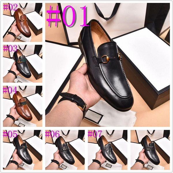 40Model 2024 Lüks Erkekler Elbise Ayakkabı İtalyan Erkekler Tasarımcı Loafers ayakkabıları kahverengi siyah yumuşak gerçek deri el yapımı iş resmi ayakkabılar 6-12