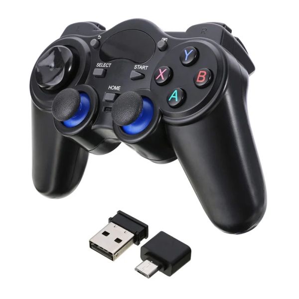 Геймпады Новый беспроводной игровой контроллер 2,4G, джойстик, геймпад с адаптером конвертера Micro USB OTG для Android TV Box для ПК PS3