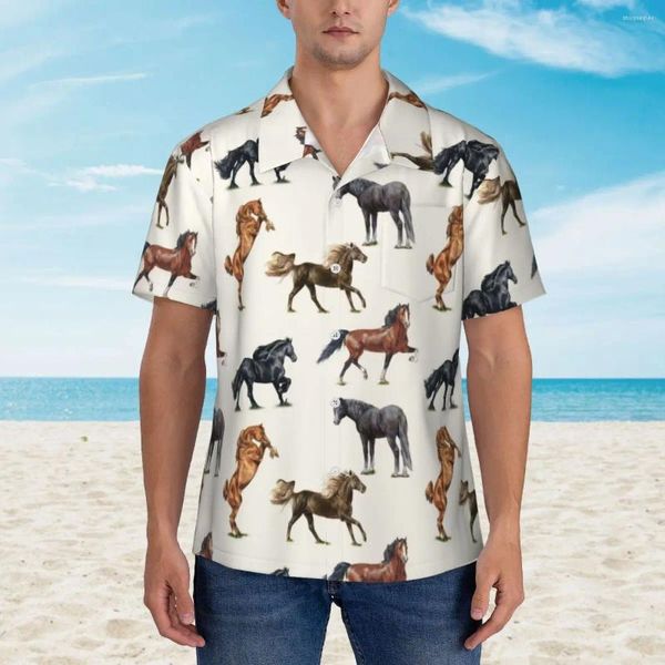 Camicie casual da uomo Camicia da vacanza Horse Pack Cool Horses Love Camicette da uomo estive Abiti di design traspiranti a maniche corte