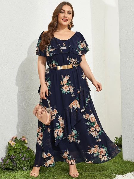 Tops Toleen Women Plus Size Large Maxi Kleid 2022 Sommer Chic Elegant Long Sleeve Floral Boho Turkish Party Abend Festival Kleidung