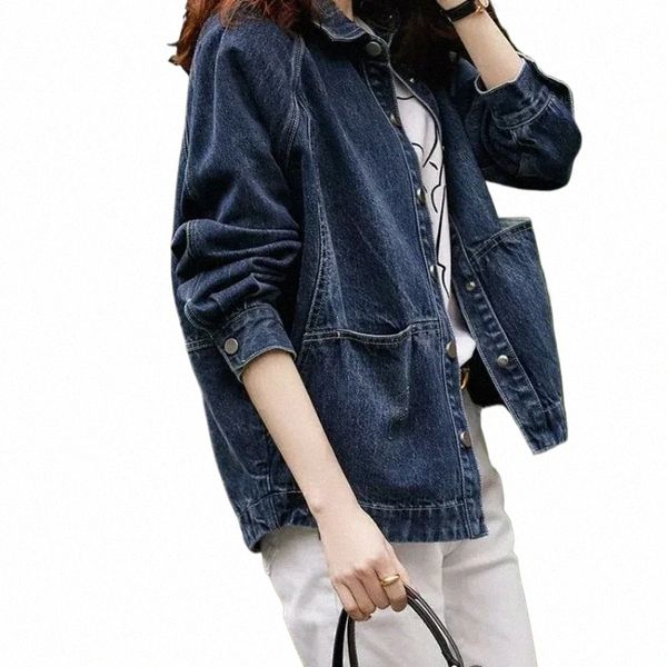 Capispalla tascabili Jeans femminili Cappotto Blu Giacche di jeans da donna Primavera Autunno Coreano Abiti popolari Vendita vintage Prezzo basso i2hD #