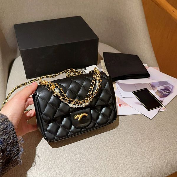 Luxuriöse Designer-Umhängetasche aus Leder für Damen, luxuriöse Handtaschen, klassische Taschen, quadratische, dicke kleine Kettentasche, hochwertiges Schaffell, lässige, vielseitige One-Shoulder-Tasche