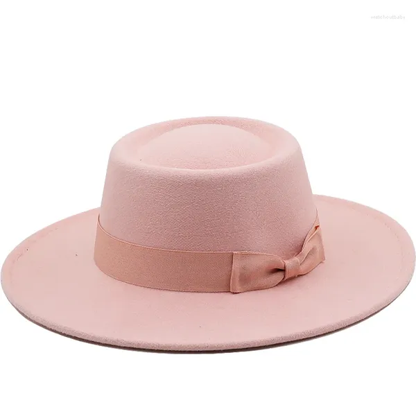 Береты, шляпа-федора с широкими полями 8,5 см, джазовая шляпа для женщин и мужчин, классическая фетровая панама, однотонная британская фетровая шляпа, женский фетр