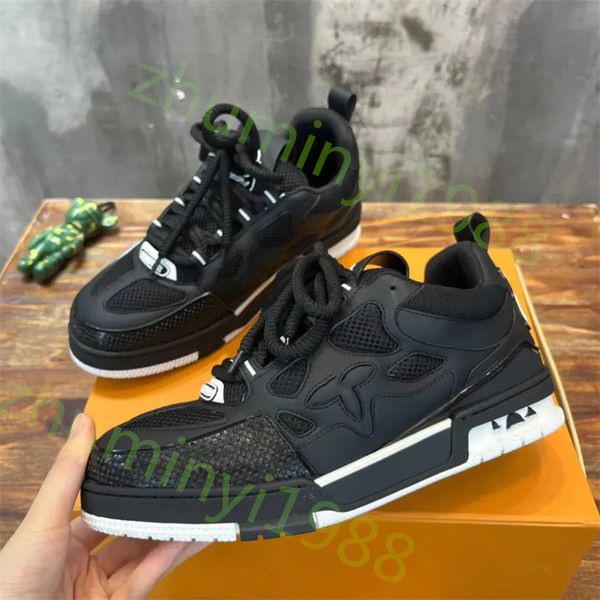 Designer tênis de skate mulheres homens malha abloh sneaker plataforma virgil maxi sapatos casuais lace-up corredor treinador em relevo borracha couro genuíno sapato de pão 35-47 z38