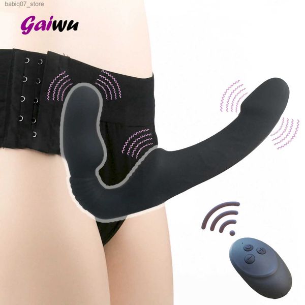 Outros itens de massagem Vibrador de pênis falso sem ombros com controle remoto adequado para casais de lésbicas femininas Brinquedo sexual do ponto G com estimulador de clitóris Q240329