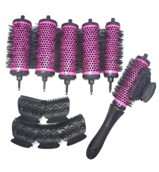 Spazzole per capelli 6 pezzi set 3 dimensioni Spazzola a rullo con manico staccabile con clip di posizionamento Pettine bigodino in alluminio e ceramica 228124664