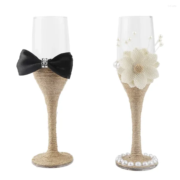 Tazze El Decorazione Matrimonio Coppa da champagne Sposa e sposo Set da vino Calice Flute