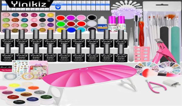 Ganz Neue Nagel Set Make-Up Pinsel 6w UV Lampe Trockner Nagel Gel Polnisch Soak Off UV Maniküre Produkte gel Nagellack Kit5610377