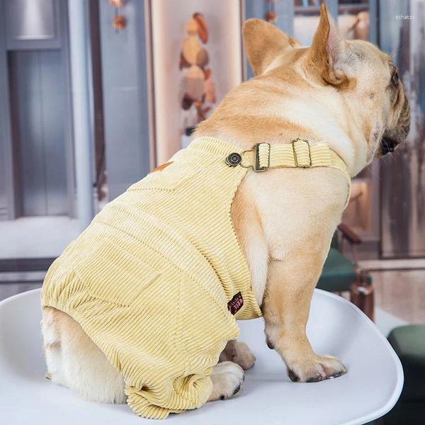 Vestuário para cães roupas de veludo suspensórios macacão gordo de quatro pernas pequeno cachorrinho animal de estimação