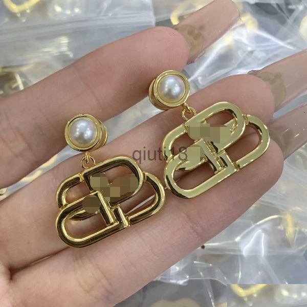 Stud Duplo B Letras Pérola Brinco Studs Marca Pingente Brilhante Não Desvanecendo Brincos Mulheres Homens Orelha Designer Jóias Bbe2 -- 02 OTQ9B