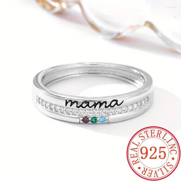 Cluster Ringe 1 S925 Sterling Silber Ring für Frauen Muttertag Geburtstag Stein Mama Persönlichkeit Ins Kalte Stil Zubehör