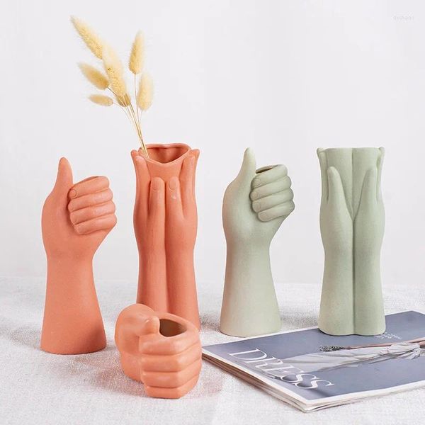 Vasen Menschlicher Körper Keramik Vase Porzellan Hand hält abstrakte Arm Handwerk Blumentopf Arbeitsplatte Wohnzimmer Dekor