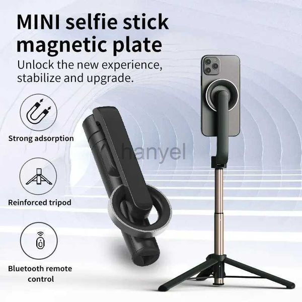 Selfie Monopods Suporte para telefone móvel Bluetooth Selfie Stick Estabilizador de câmera portátil magnético Desktop Integrado Tiktok Live Triangle Stand 24329
