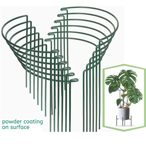 Suporta estacas de suporte de plantas meio redondas de metal para jardim interno gaiolas de peônia borda de anel verde para flor de hortênsia de tomate ao ar livre