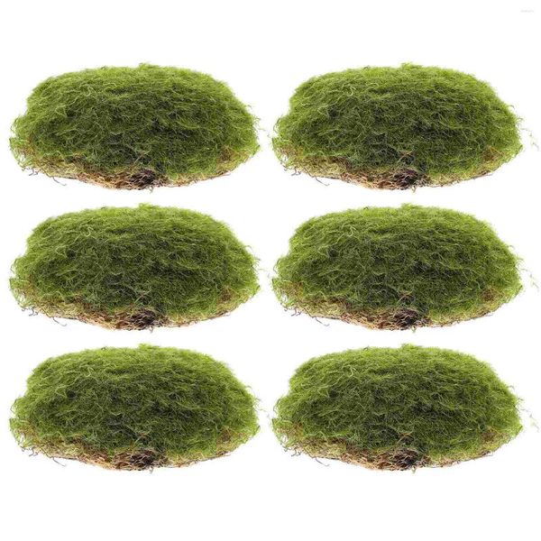 Flores decorativas 6 peças decoração de jardim bonsai musgo pedra guarnição imitada micro pedras de paisagem