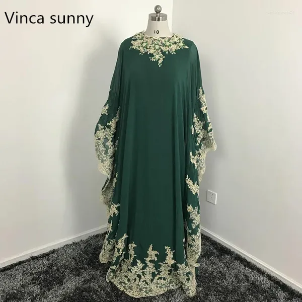 Abiti da festa Appliques Arabo Caftano da sera Abaya Dubai Elegante linea A con maniche lunghe Madre della sposa