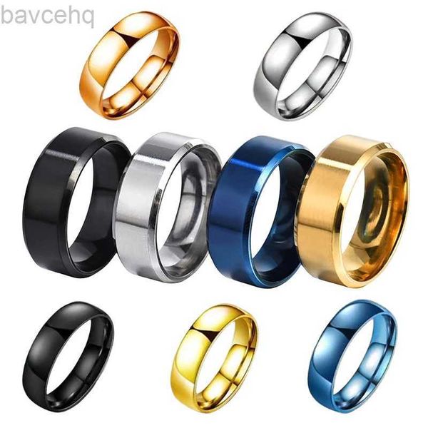 Eheringe 6–8 mm, mattierter Edelstahl, schlichtes Design, schlichte Titanringe, goldfarben, versilbert, schwarz, blau, Ringe für Herren und Damen, Schmuck, Geschenk 24329