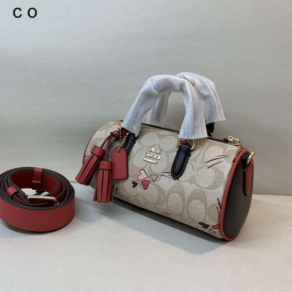 Borse di lusso firmate in vendita a un prezzo Aolai New Lacey College Style Borsa portapenne a contrasto di colore Qixi Star Heart Palmare Boston Donna