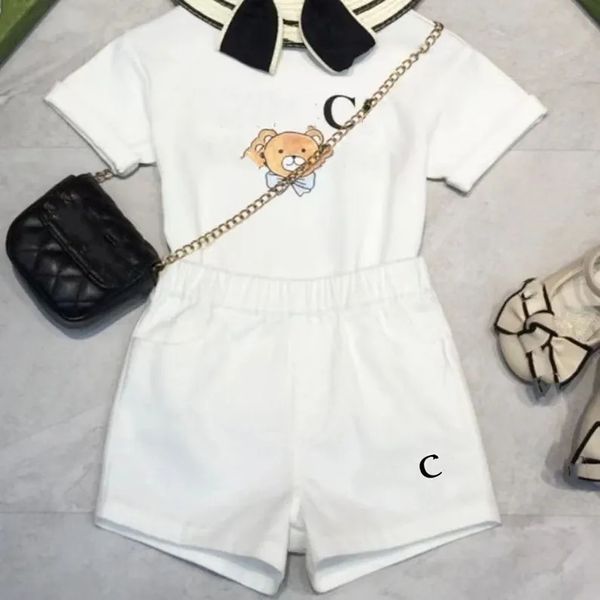 2024 luxus Marke Sommer mädchen Kleidung Set Neue Casual Mode Aktive Cartoon T-shirt Hose Kind Kinder Baby Kleinkind mädchen Kleidung AAA